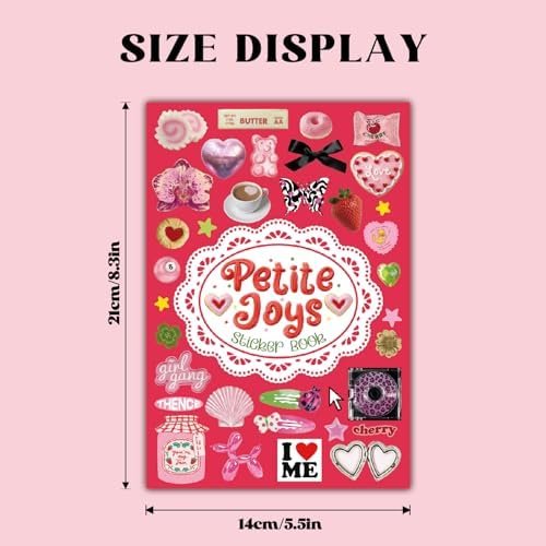 PRSTINCOL Sweetheart Vintage Style Sticker Book, 30 Pages of Aesthetic Stickers for Journaling Adults, Cute Retro Floral and Love Ephemera, 8.3 by 5.5 Inches, Over 550 Pieces