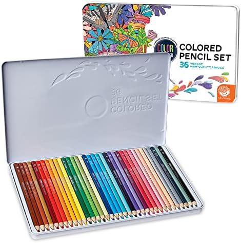 MindWare Color by Number Colored Pencils for Kids & Adults - Great as Drawing Pencils or Classroom Supplies - Set of 36 Coloring Pencils in a Durable Tin Storage Container - Ages 5 and Up