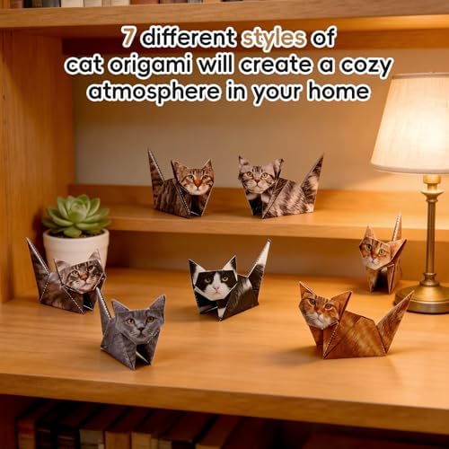 3D Cats Origami Paper 56 Sheets, Paper Craft Kit, Art Craft Activity