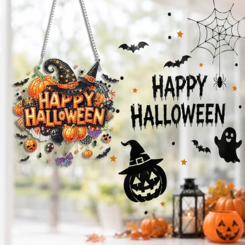 Halloween Diamond Art Hanging Kit for Adult, Diamond Art Painting 8x8inch