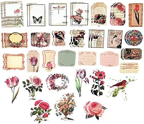 Esweny 200PCS Vintage Scrapbooking Supplies Kit for Journaling, Scrapbook Sticker Paper Pack for Junk Journal Planners Aesthetic Cottagecore Room Decor Wall Art Collage Album