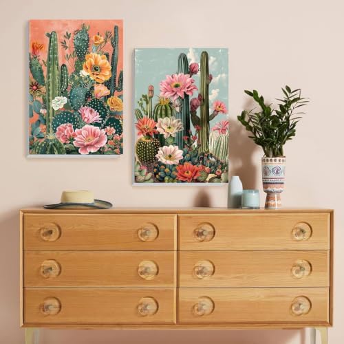 2 Pack Paint by Numbers Kit for Adults Framed Canvas, with Wooden Easel