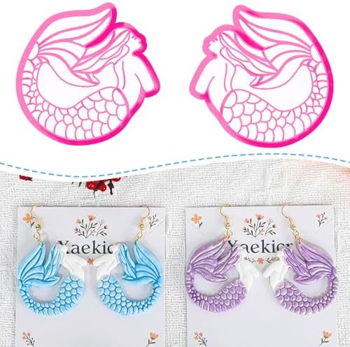 Xaekicr Dragon Mermaid Polymer Clay Cutters Set – Fantasy Clay Earring Cutters for DIY Jewelry Making – Polymer Clay Molds and Clay Tools