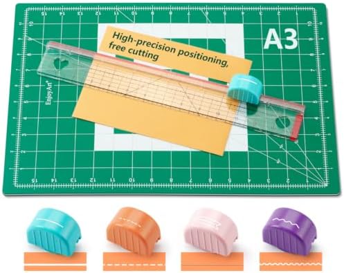 Sliding Paper Trimmer Set, 4 Multi-Function Blades, Acrylic Ruler & A3 Mat