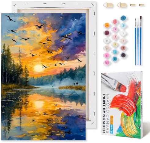 Landscape Framed Paint by Numbers Kit for Adults Beginner 8x12 inch