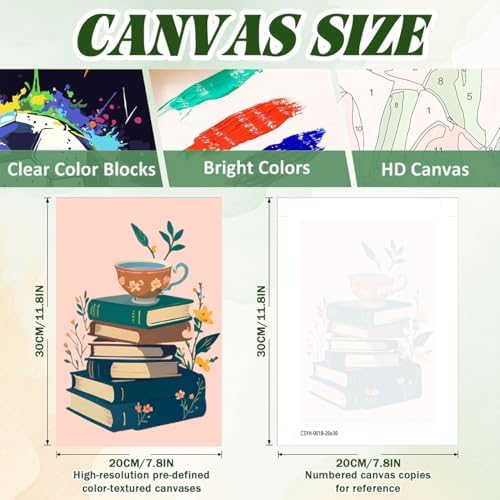 ICYANART 4 Pack Book Paint by Numbers Kit for Adults with Frame Simple