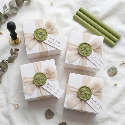 UNIQOOO 3D Embossed Relief Double Hydrangea Flowers Wax Seal Stamp with Wooden Handle, Vintage Brass Twin Floral Botanical Stamp Head for Wedding Invitations, Envelope Sealer, DIY Craft, Gift Wrapping