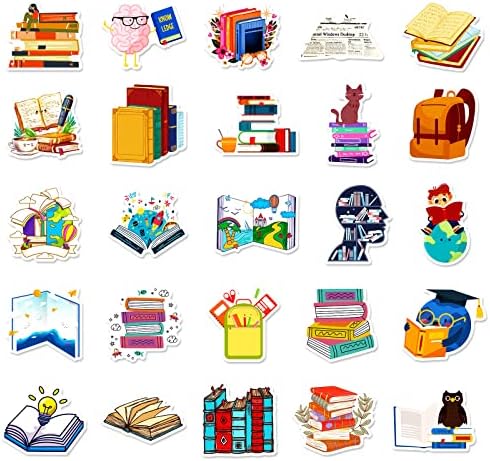 100 Pcs Book Stickers Bulk, Reading Sticker for Water Bottles, Library Stickers, Book Accessories for Reading Lovers, Vinyl Waterproof Sticker for Teens Adults Kids Students Teachers