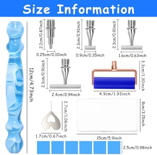 Praise V Do Thin Version Stainless Steel Diamond Painting Art Drilling Pen Kit with Screw Silver Metal Tips Nib Placer Roller Tool Accessories, Ergonomic Diamond Art Pen for 5D Diamond Paint Bead Dot