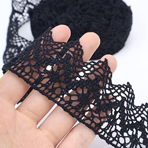 Black Lace Ribbon 10 Yards Crochet Lace Trim Cotton Sewing for Crafts, Gift Package Wrapping, Bridal Wedding Decoration, Scrapbooking Supplies