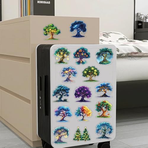 50pcs Fantasy Magic Tree Stickers Pack – Clear Waterproof Scrapbook Decals for Journaling, Diary, Collage, Laptop, Water Bottle, Planner, Aesthetic Nature Forest Tree of Life Sticker