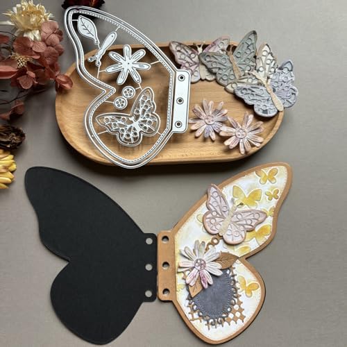 LZBRDY Vintage Charm Lace Frame Die-Cut - Carbon Steel Crafting Dies for Scrapbooking, Card Making, Greeting Cards and Journaling Supplies (Butterfly Loose-Leaf 5.4 x 4.3 in)