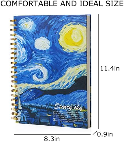 Starry Night Aesthetic Art Mix Media Sketchbook,98lb/160gsm Acid Free Thick Paper Drawing Sketching,1 Pack of A4 Blank Spiral Bound Journal Notebook, Sketch Pad Book for Student and Adult