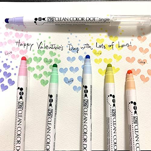 Kuretake CLEAN COLOR DOT Single Mild 6 colors set, Flexible dot tip marker, for Journals, Crafts, Illustration, Lettering, Planners, Made in Japan