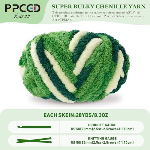 Bulky Chunky Yarn for Hand Knitting Blanket – #10 Jumbo Knitting Yarn, 1 Inch Thick Chenille Jumbo Yarn, No Knots Soft Machine Washable, Super Bulky Yarn 4 Pack for Crochet, Arm Knitting & Crafts