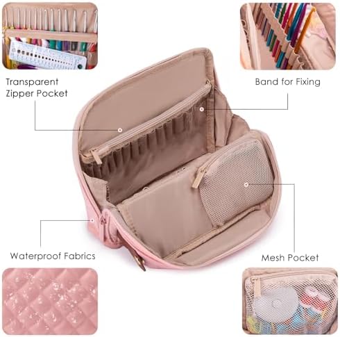 MYBAGZING Empty Crochet Hook Case - Stand Up Crochet Hook Organizer with 30 Slots for Crochet Hooks & needles, Crochet Accessories - Crochet Needles Set for Crochet Lovers, Crochet Kit for Beginners