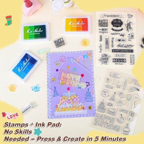 Ohanniewa 30 Pack Card Making Kit – Blank Greeting Cards & Envelopes, Stamp Set, 12 Colored Pens, Stencil Cards, Festival Stickers – DIY Craft Set for Birthdays, Christmas, Thank You & All Occasions