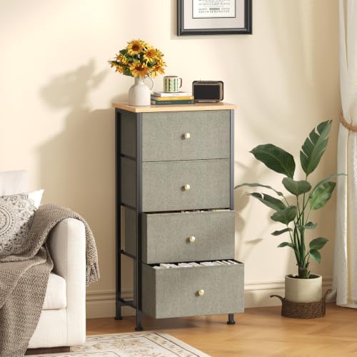 Sweetcrispy Dresser for Bedroom, 4 Drawer Storage Cabinet, Tall Nightstand