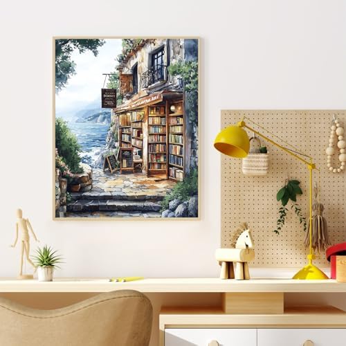 Dawnsphere Bookshop Paint by Numbers Kit for Adults Without Frame 16x20 in