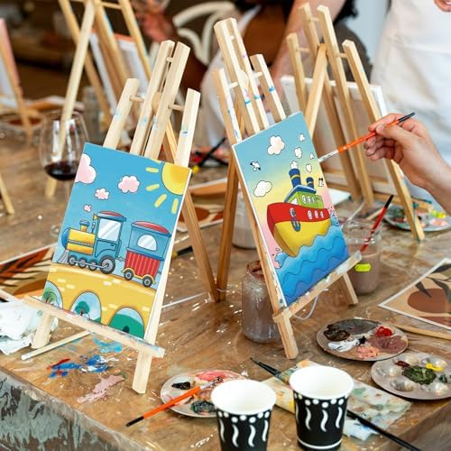 Louise Maelys 5x7Inch Pre Drawn Canvas for Painting for Kids,Transportation