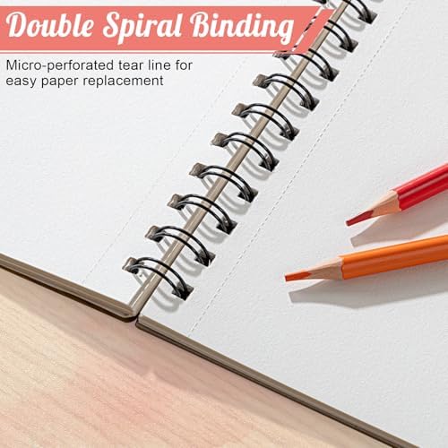 2 Pack Sketch Books for Kids 9 × 12In, 100gsm Drawing Pad with 36 Pencils