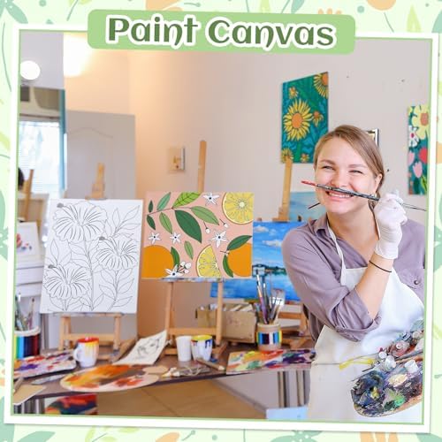 Tinlade 12 Pcs Pre Drawn Canvas for Painting Stretched,Flower Posters
