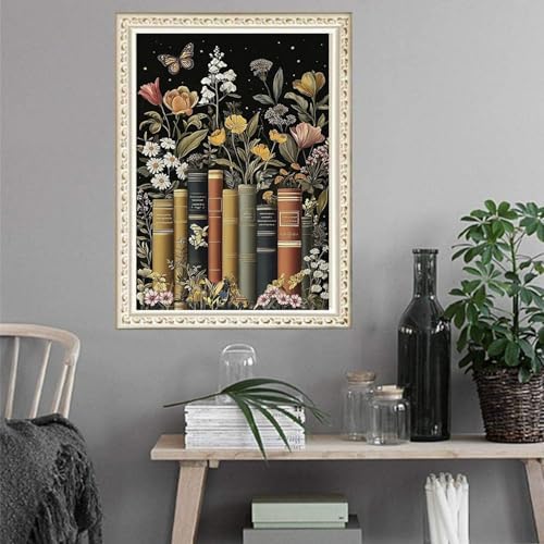 Diamond Art Kits for Adults,Book Flowers Diamond Painting Kits 12x16in