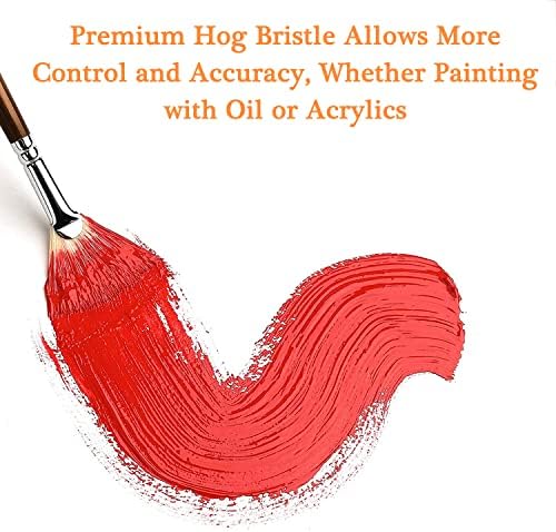 Professional Oil Paint Brush Set, Fuumuui 11pcs Superior Hog Bristle Paint Brushes Perfect for Oil Acrylic Gouache Painting