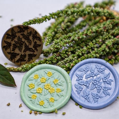 VANGOAL Wax Seal Stamp, Floral Series 3D Embossed Brass Stamp Head with Wooden Handle, Vintage Sealing Kit for Wedding Invitations, Envelopes, Gift Wrapping, Letters and Crafts (Floral-D)