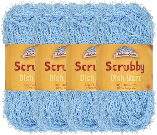 JubileeYarn Scrubby Dish Yarn - 50g/Skein Dishcloth Polyester - Powder Blue - 4 Skeins
