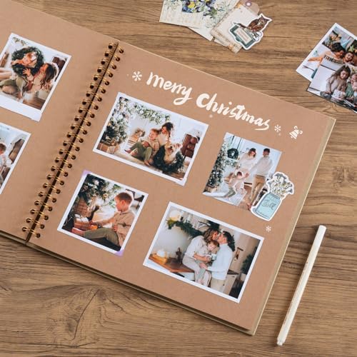 potricher 12 x 12 Inch Large DIY Scrapbook Photo Album 40 Pages, Yellow | Thick Kraft Paper Scrap Book Photo Albums, Memory Book for Wedding, Anniversary, Baby, Family, Travel, DIY Projects