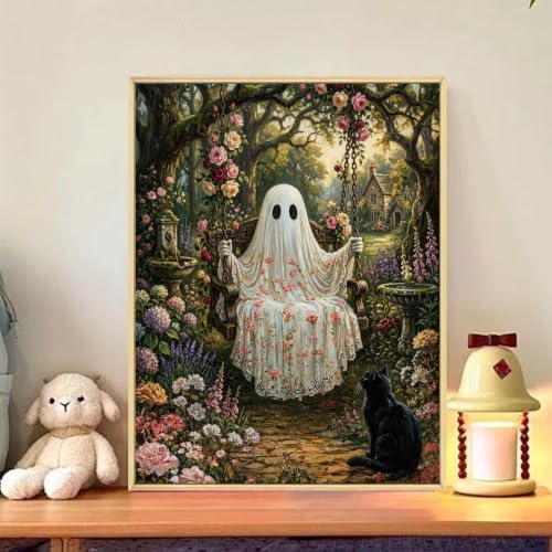 CRZMODE Halloween Paint by Numbers Kit for Adults, Ghost Swing, 16x20 inch