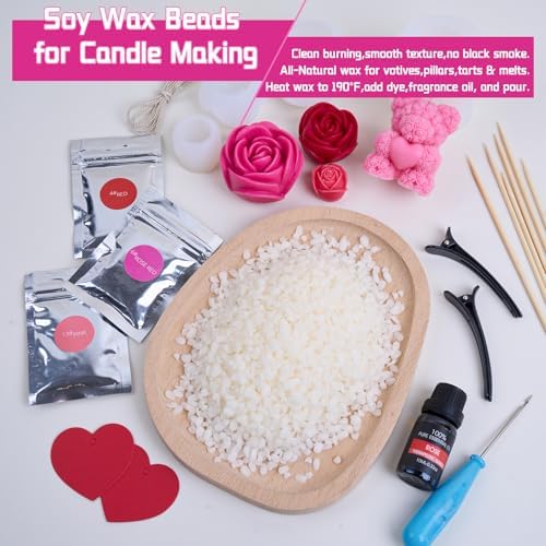 Rose Candle Making Kit with Round Gift Box,DIY Soy Wax Kit (Silvery)