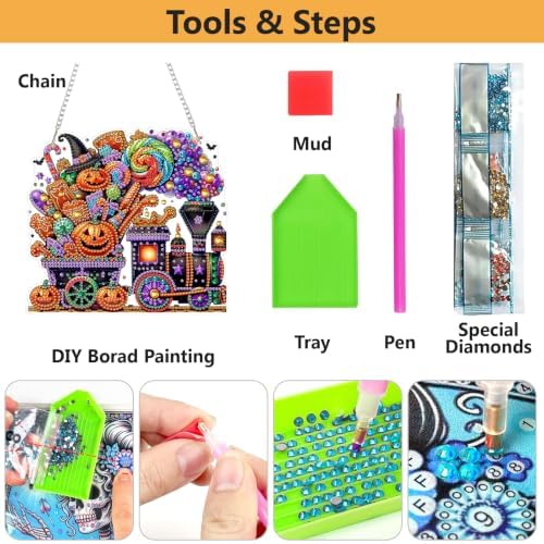 AIBOERL Diamond Art Kits for Adults, Halloween Acrylic Hanging Suncatcher