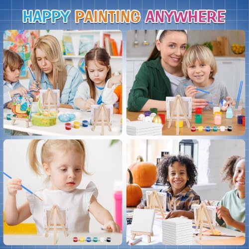 ESRICH 40 Set Mini Canvas Painting Kit, 4x4in Mini Paint Set