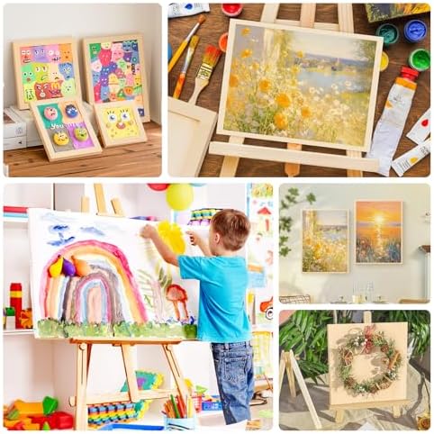 Wooden Art Panels for DIY Painting - Mother's Day Gifts, Christmas Crafts & Home Décor | 8x8 Inch Canvas Wood Boards, Unfinished Wooden Canvas for Adults (4-Pack)