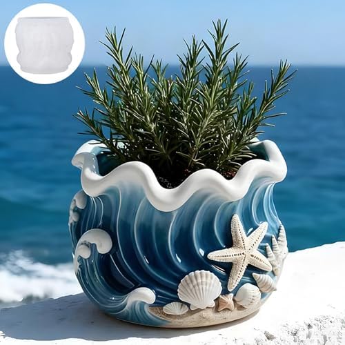 Wave Candle Molds, Seashell Jar Silicone Molds for Resin, Concrete