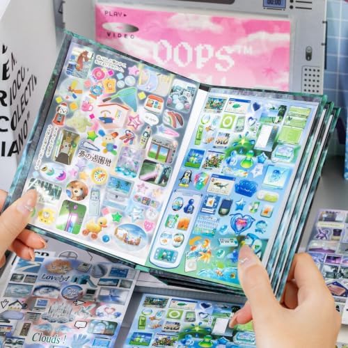 Dreamcore Y2K Retro Sticker Book, 27 Sheets Stickers, Epoch of Blur