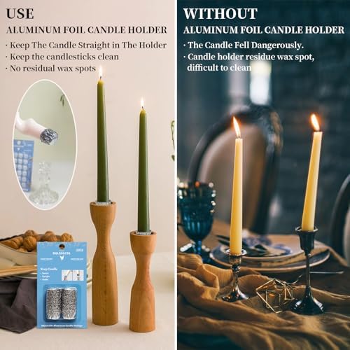 Taper Candle Fittings for Candle Upright,Silver Bobeches for Candlesticks Set of 60,Alu Manschetten for Taper Candle Holders Secure Candle Placement