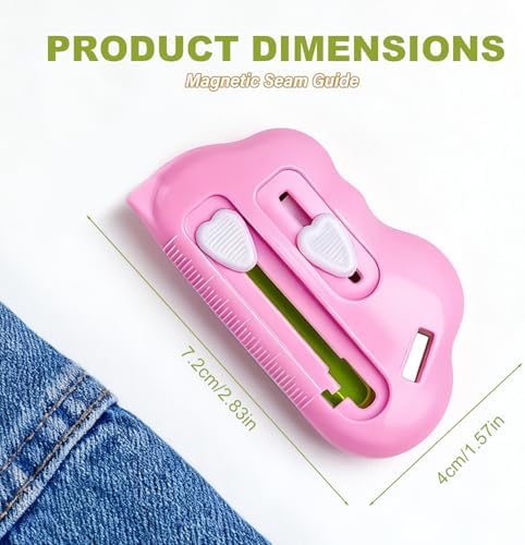 3 in 1 Magnetic Seam Guide for Sewing Machine with Seam Rippers & Needle Threader, 2026 New Multifunctional Magnetic Sewing Guide Hemmer with Scale Universal Sewing Supplies & Accessories (Green -B)