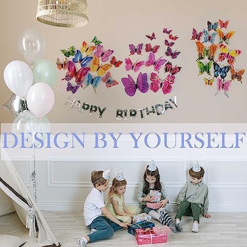 OPSEAM 3D Butterfly Wall Decor Butterfly Decorations Stickers with Magnets | 72 PCS Swallow,12 Styles Double Layer Butterfly for Classroom Decoration,Locker Refrigerator, Reusable,Waterproof