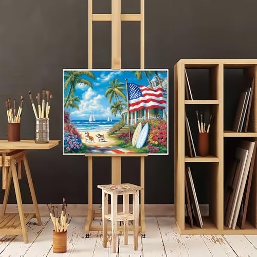Natuyalo Paint by Numbers Kit for Adults Beginner, Seaside Landscape Paint by Number Kits on Canvas, DIY Acrylic Painting by Numbers for Home Wall Decor Gift 16x20 Inch