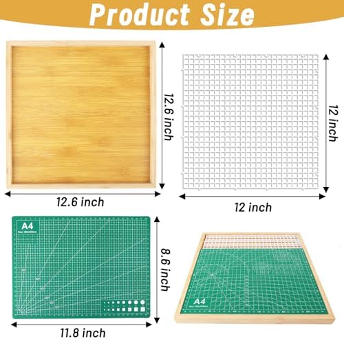 Verdanzia Stained Glass Cutting Mat, 12"X12" Waffle Grid Mat for Glass Cutting, Stained Glass Cutting Board with Tray & Craft Cutting Mat, Stained Glass Supplies for Scoring and Cutting Glass (Wood)