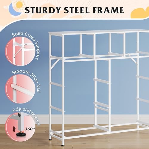 WLIVE Tall Dresser for Bedroom, 9 Drawer Chest of Drawers, Purple | 9 roomy fabric drawers, Tall storage design, Bedroom or closet use, Sturdy steel frame, Smooth wood tabletop