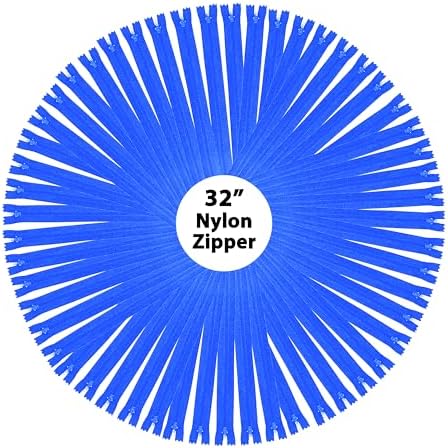 Mandala Crafts 40 PCs Blue Closed-End 32 Inches Nylon Zippers for Sewing