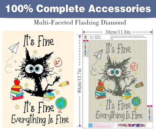 ijbnhd Cat Diamond Art Kits for Adults for Home Wall Decor 12x16inch