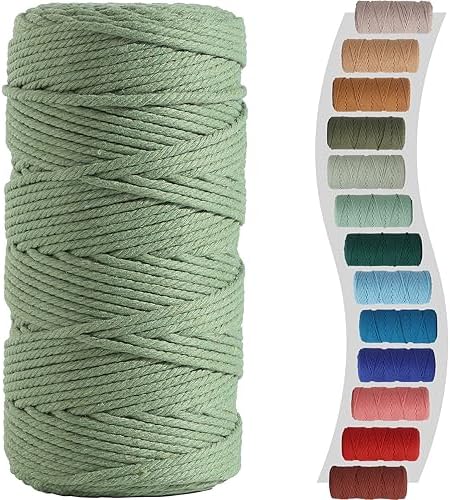 NOANTA Avocado Green Macrame Cord 3mm x 220yards, Cotton Rope Macrame Yarn