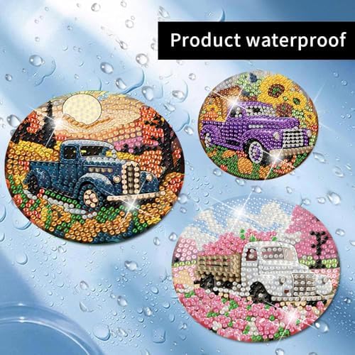 8 Pcs Diamond Art Coasters Kit for Adult with Holder, Diamond Coaster 4x4in
