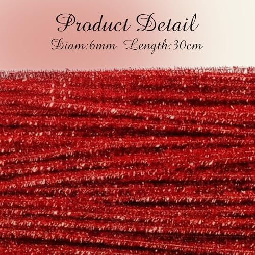 Caydo 200 Pieces Glitter Red Pipe Cleaners