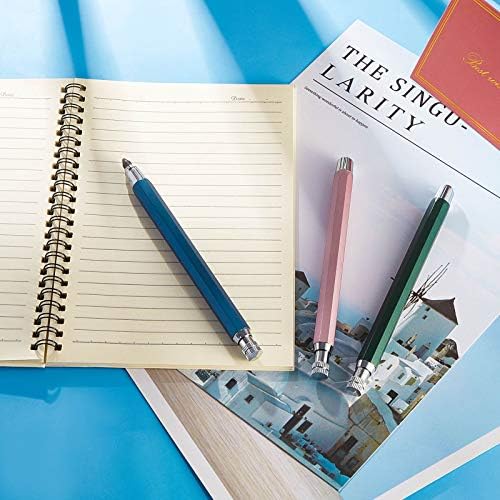 3 Pcs 5.6 mm Lead Holder Mechanical Pencils Sketch up Automatic Clutch Graphite Pencil with Built-in Sharpener Lead Pencil For Construction, Draft Drawing, Crafting, Art Sketching(Pink, Green, Blue)